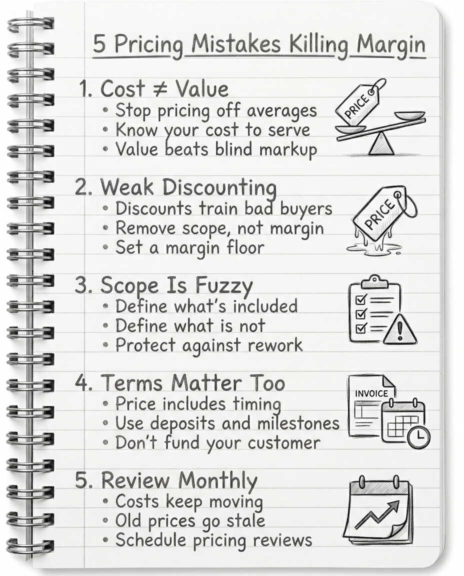 5 Pricing Mistakes Killing Margin — infographic